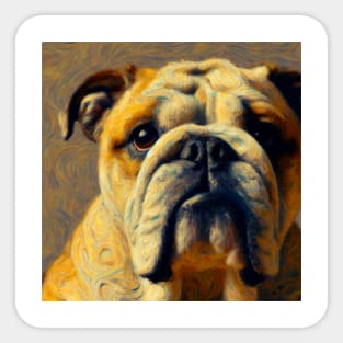 The Stare - Bulldog in Vincent Van Gogh Style Sticker